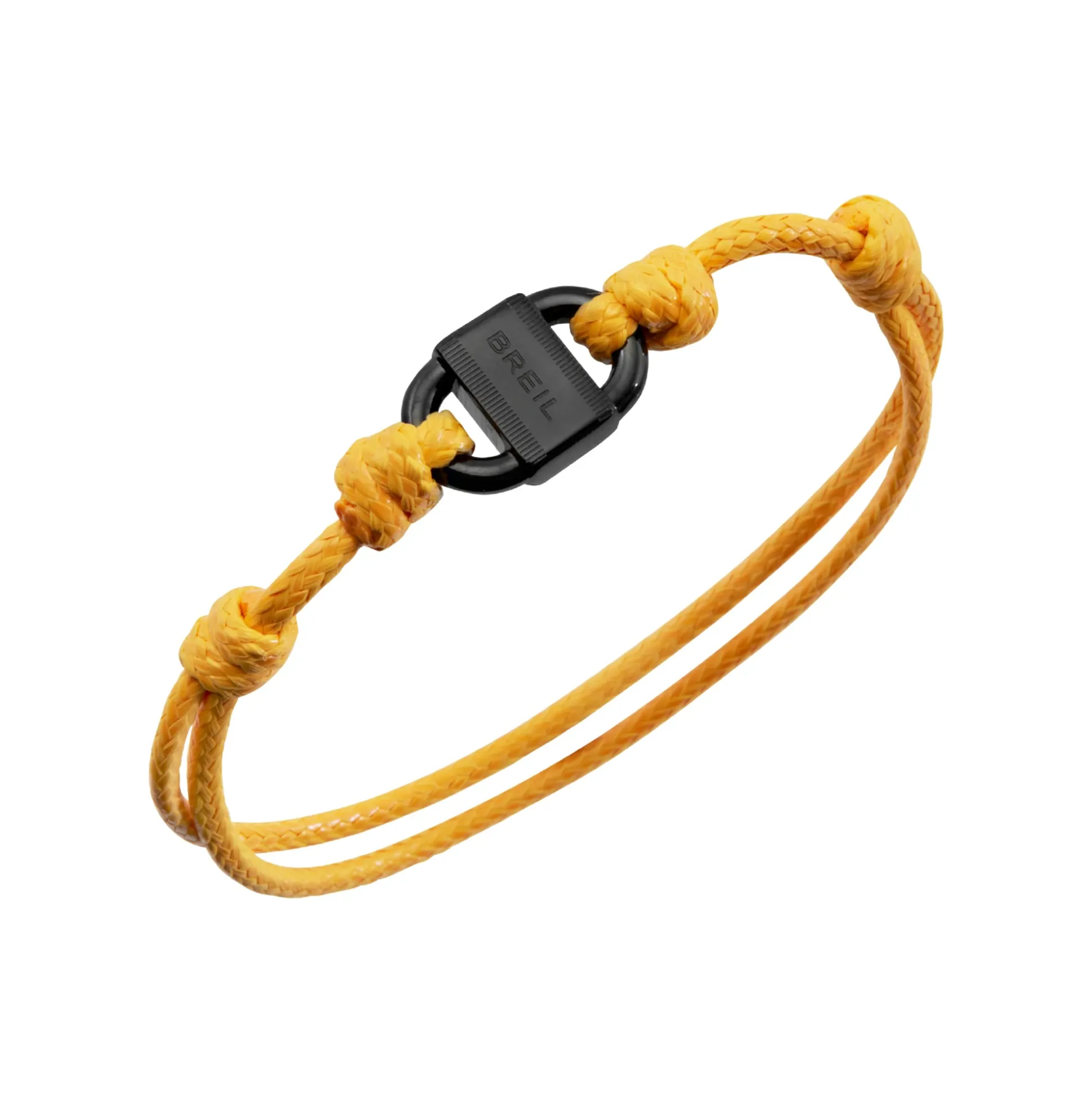 B LOCK-BLACK COLORED STEEL BRACELET WITH COTTON CORD
