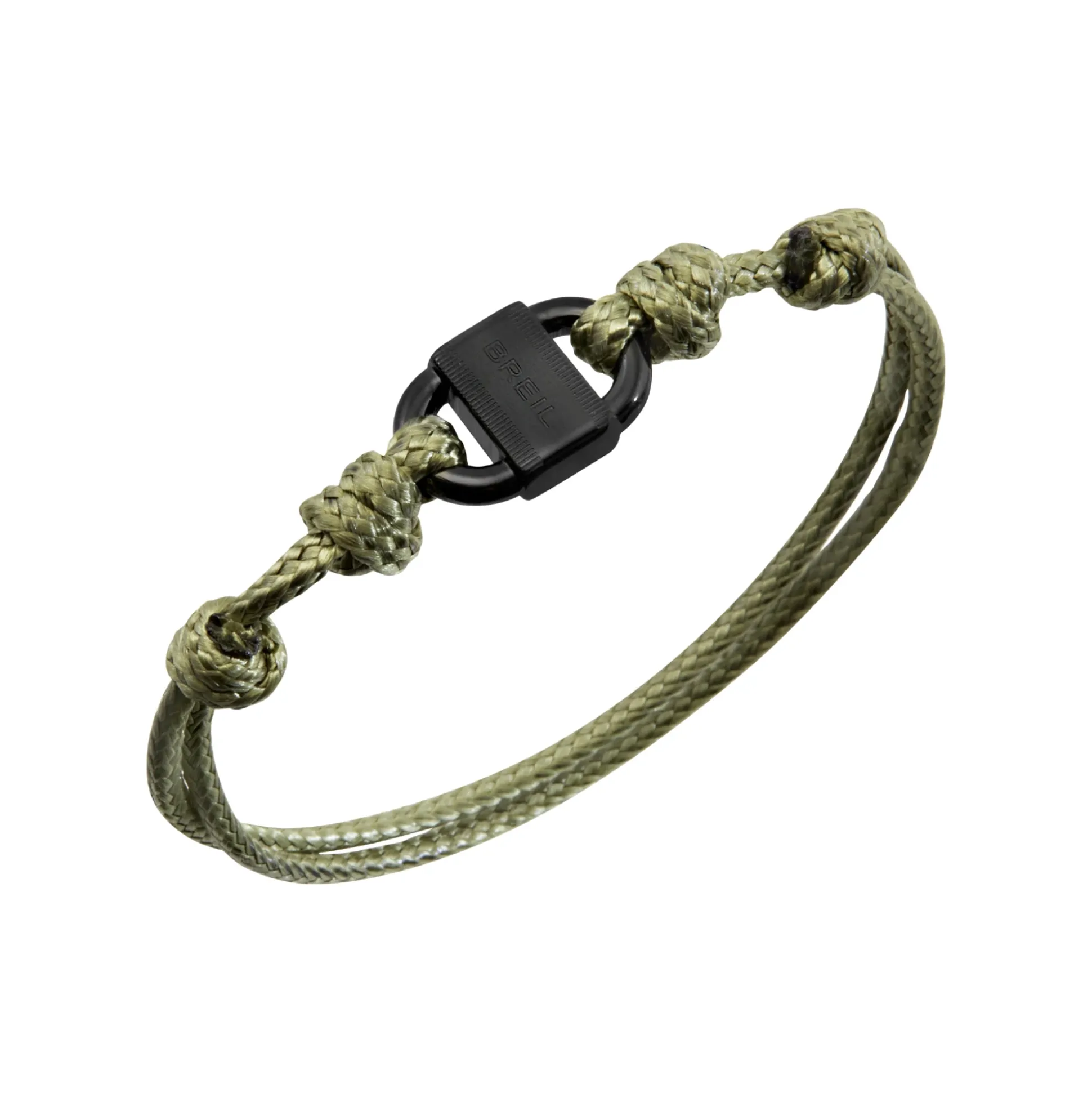 B LOCK-GUN COLORED STEEL BRACELET WITH COTTON CORD