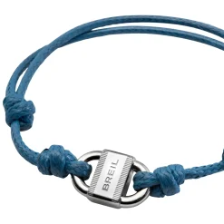B LOCK-STAINLESS STEEL BRACELET WITH COTTON CORD
