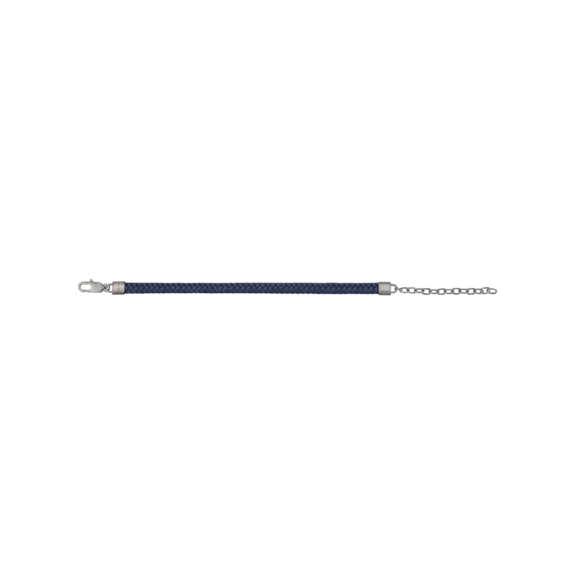 B MIX-BRACELET IN BLUE WOVEN LEATHER AND STEEL