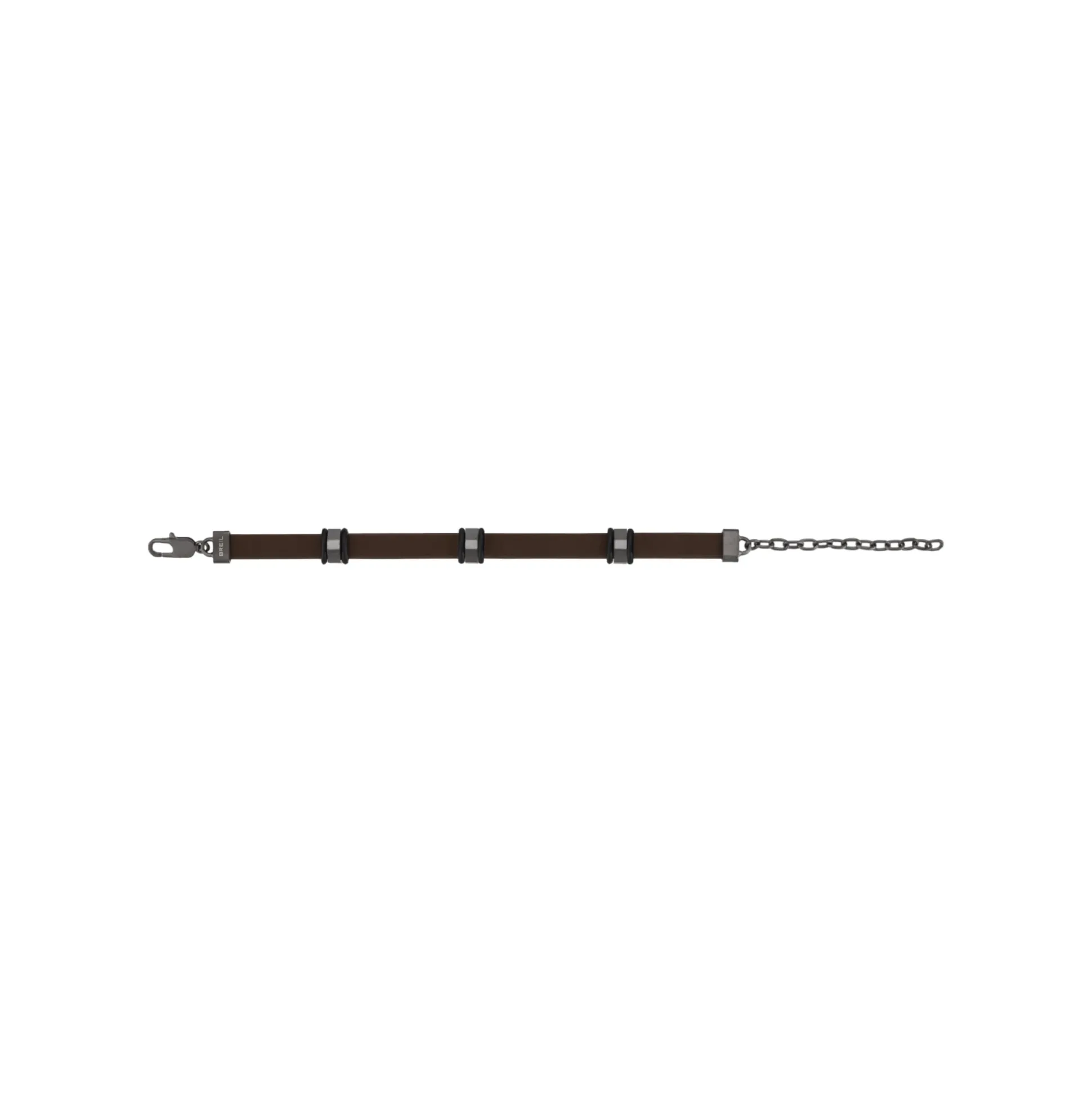 B MIX-BRACELET IN BROWN LEATHER AND IP GUN STEEL