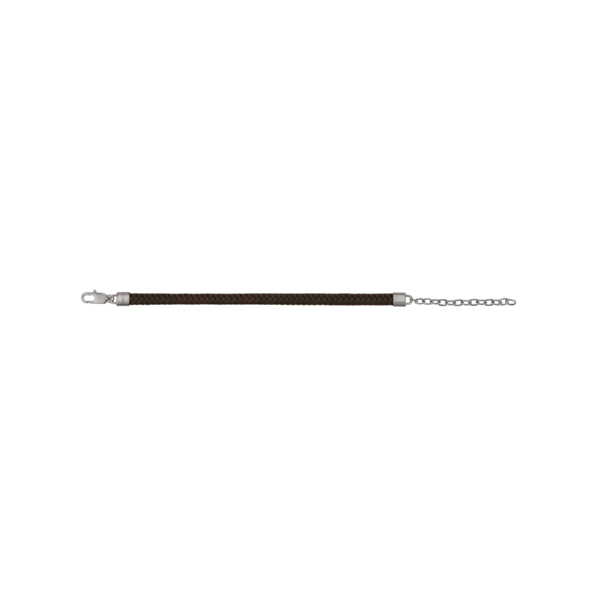 B MIX-BRACELET IN BROWN WOVEN LEATHER AND STEEL