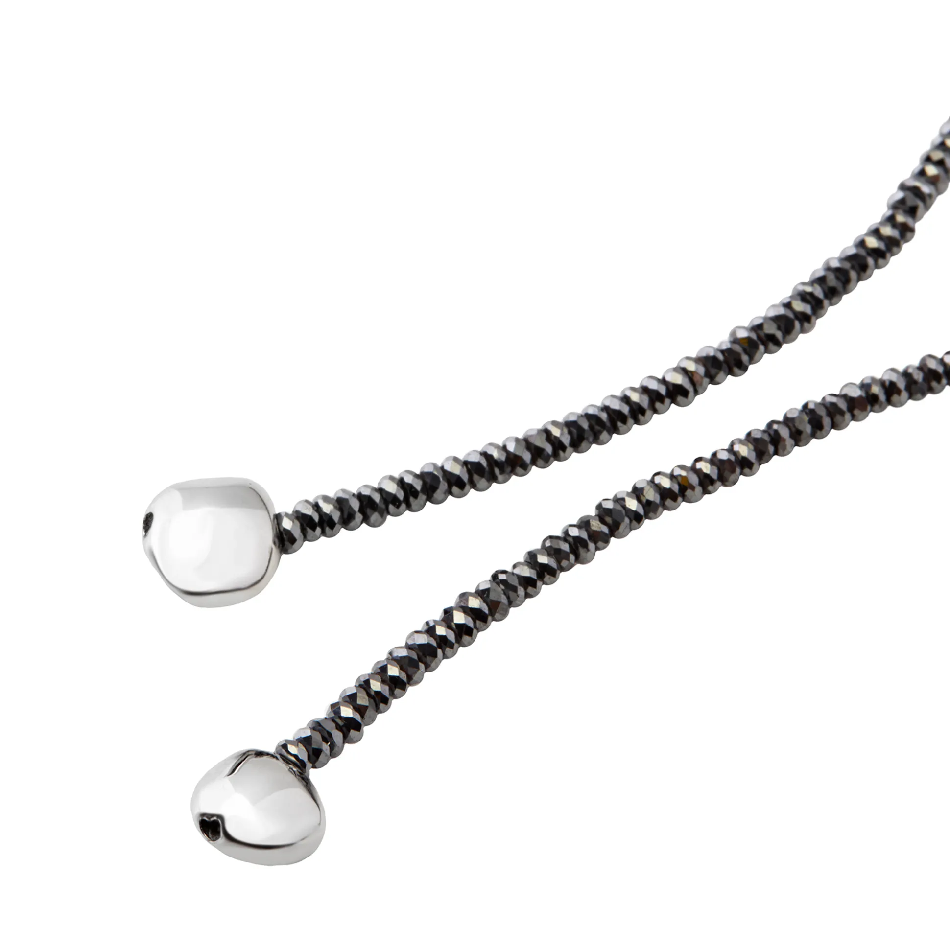 B ROCKS-HEMATITE AND STEEL SCARF NECKLACE