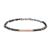 B ROCKS-ROSE GOLD COLORED STEEL AND HEMATITE BRACELET