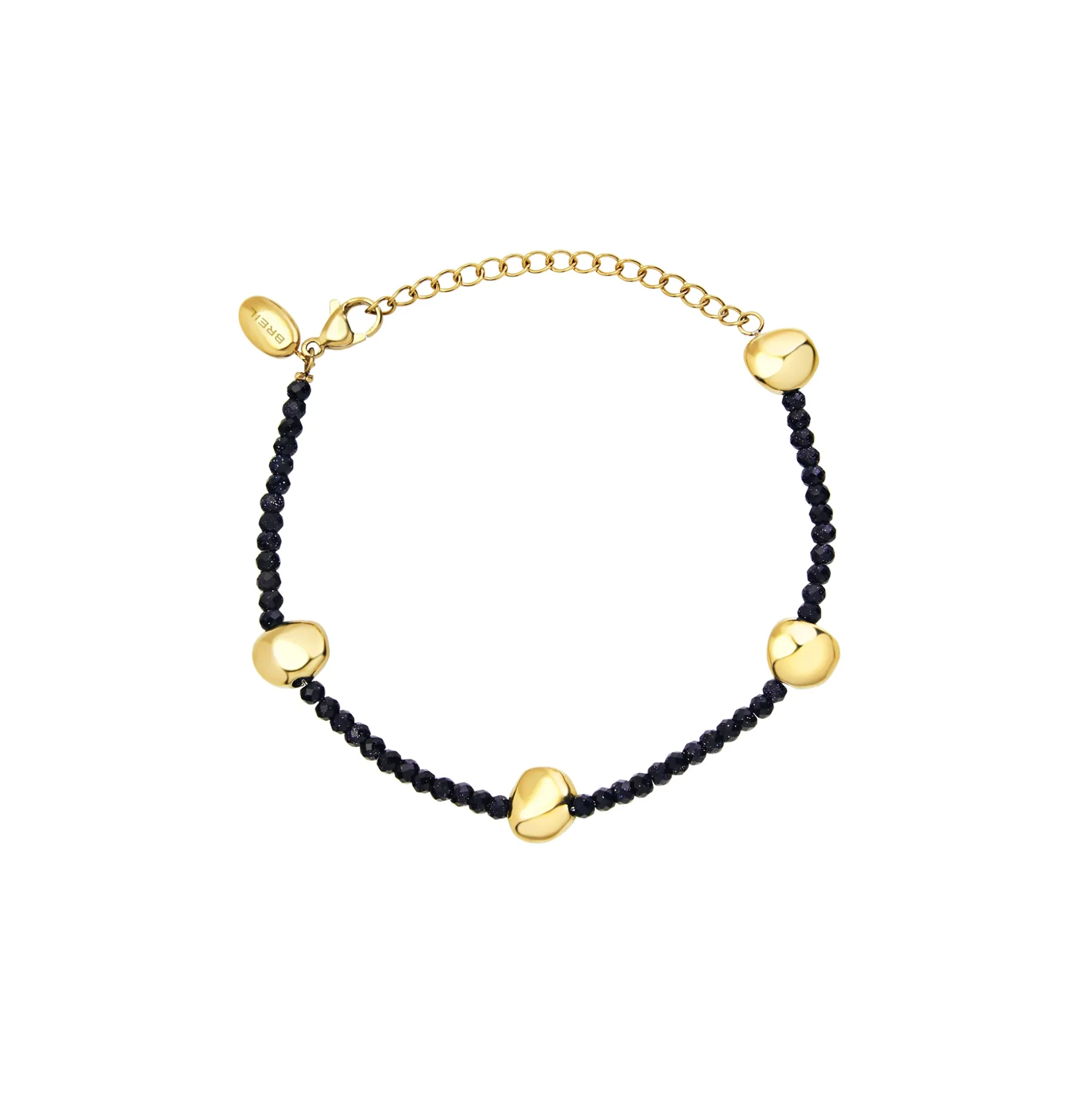 B ROCKS-SANDSTONE AND GOLD-COLORED STEEL BRACELET