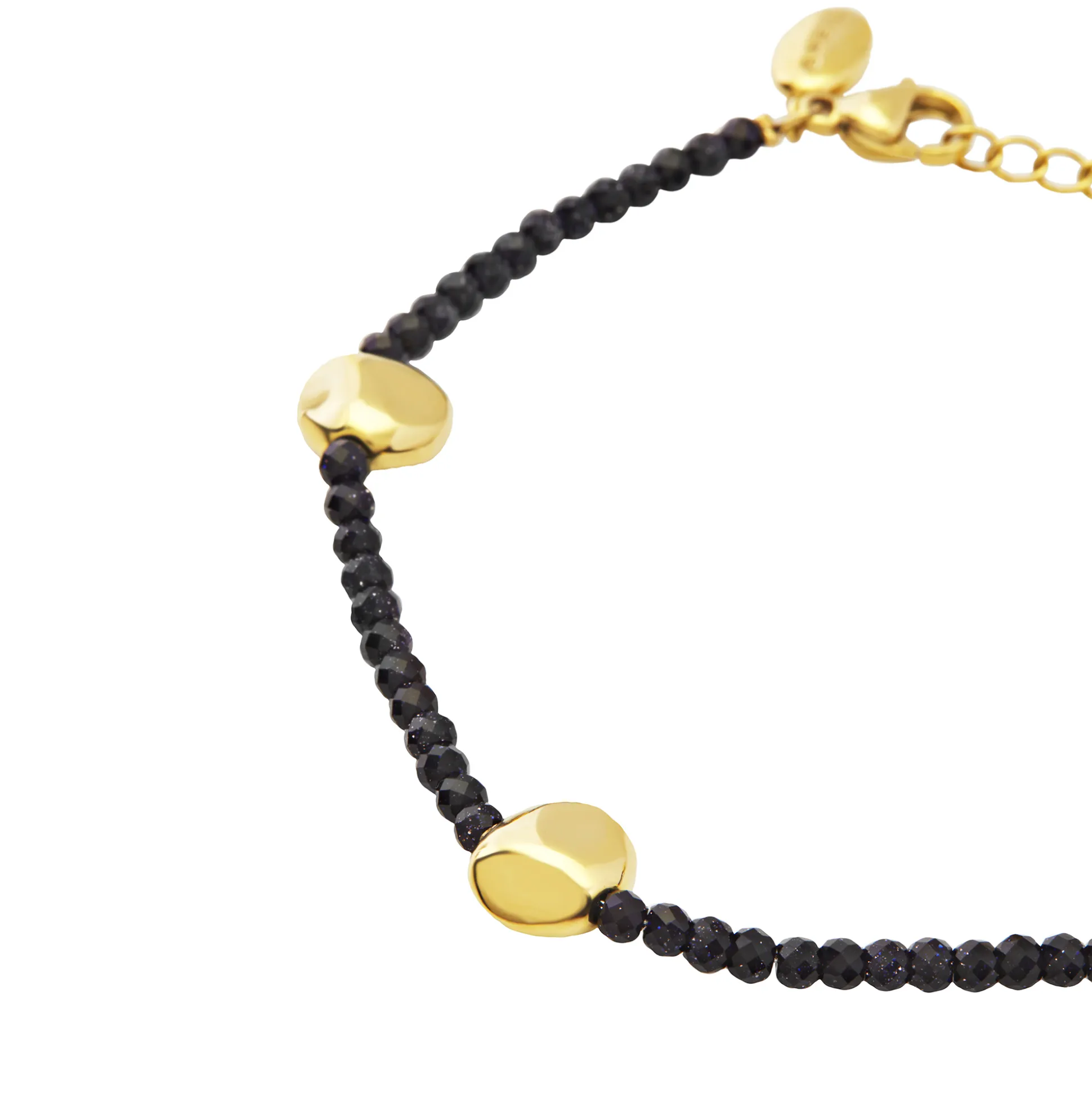 B ROCKS-SANDSTONE AND GOLD-COLORED STEEL BRACELET