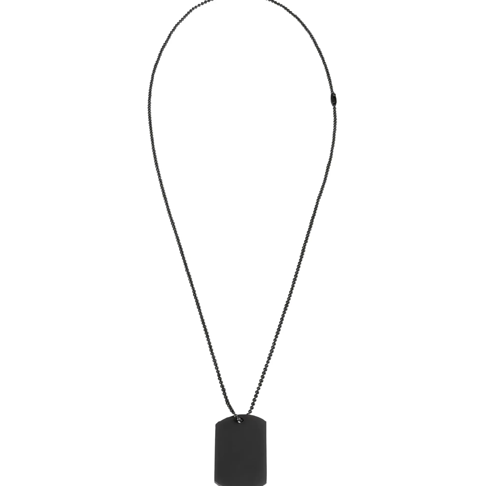 B TAG-NECKLACE WITH BRUSHED TITANIUM TAG