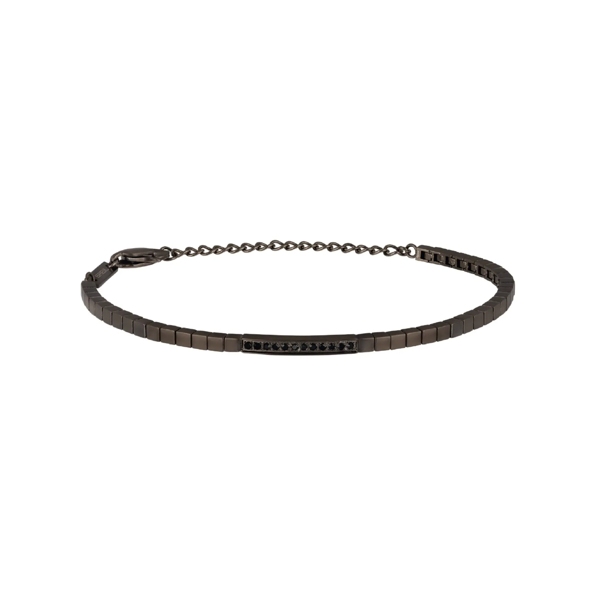 B TALE-IP GUN STEEL BRACELET AND BLACK CRYSTALS