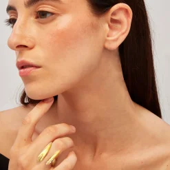 B WHISPER-STAINLESS STEEL RING - GOLD COLORED