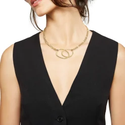 B WIRED-IP GOLD STEEL NECKLACE