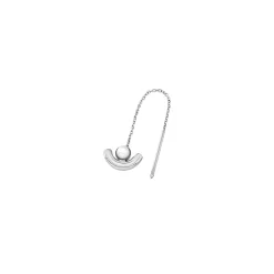 B WIRED-SINGLE STEEL EARRING WITH NATURAL PEARL