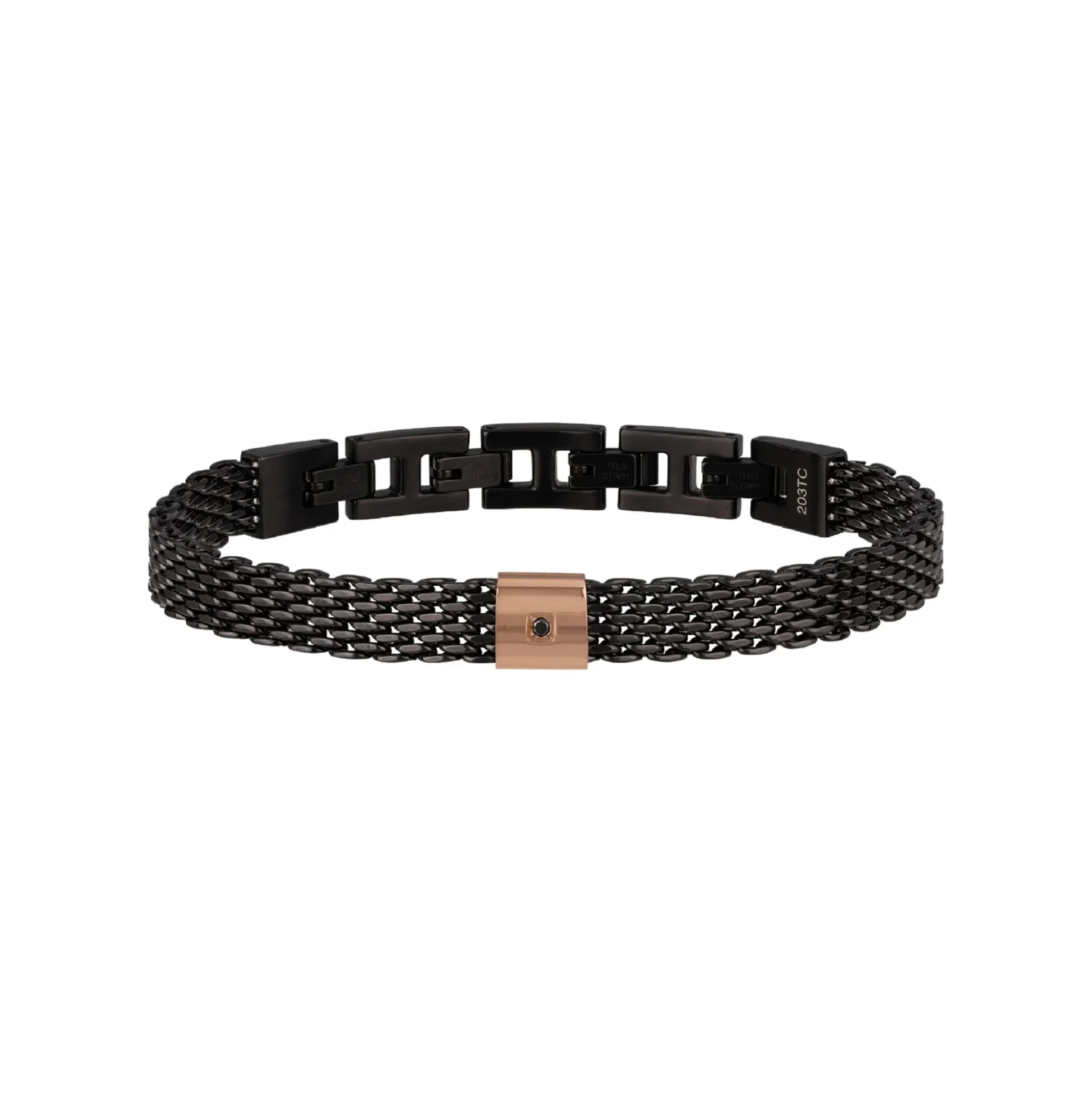 BLACK DIAMOND-BLACK AND ROSE STEEL BRACELET WITH NATURAL DIAMOND