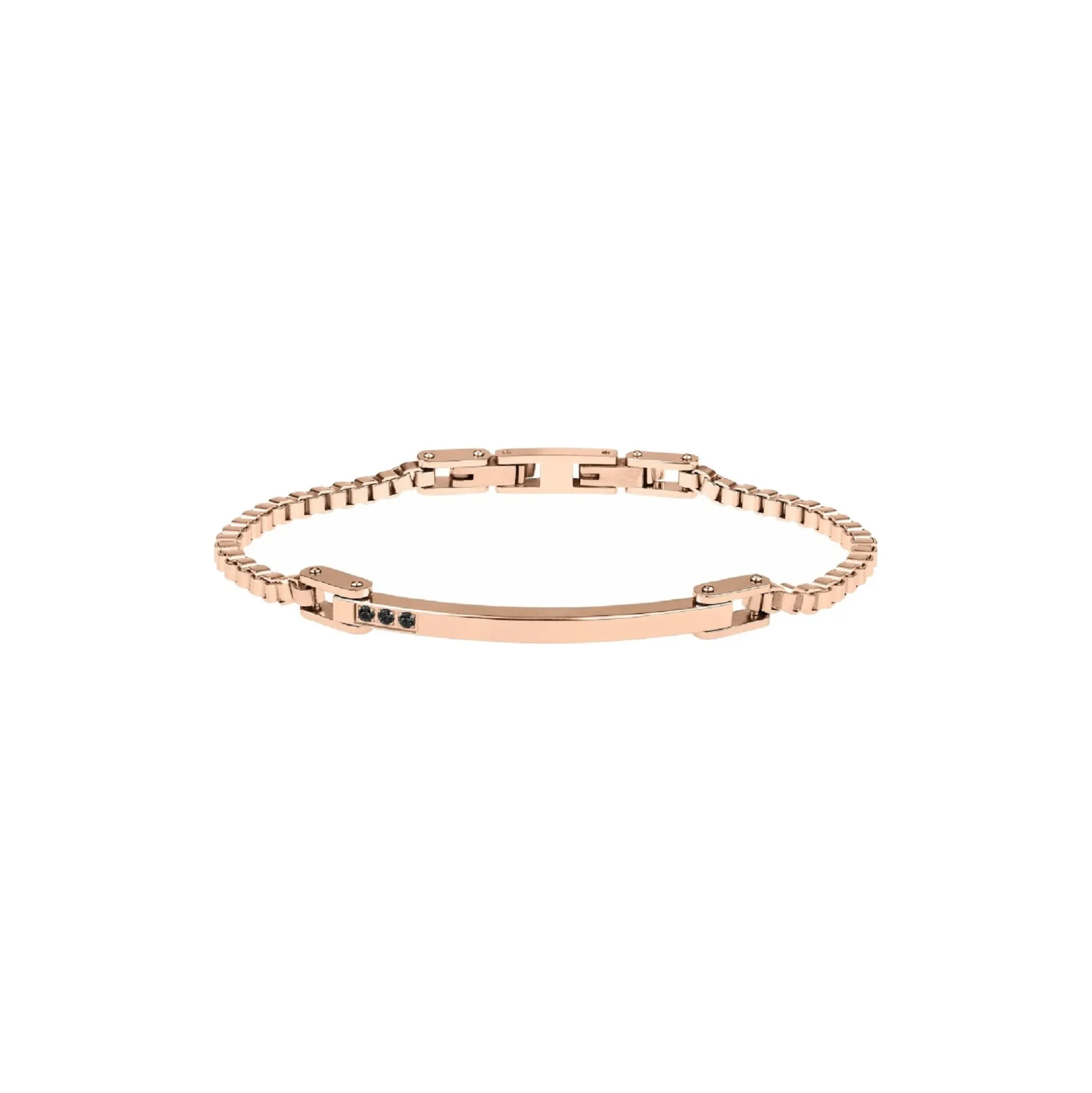 BLACK DIAMOND-BRACELET IN IP ROSE WITH 3 SMALL BLACK DIAMONDS