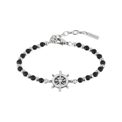 BLACK ONYX-STAINLESS STEEL AND BLACK ONIX BRACELET