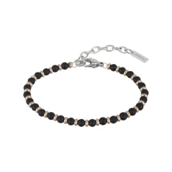 BLACK ONYX-STAINLESS STEEL AND BLACK ONIX BRACELET