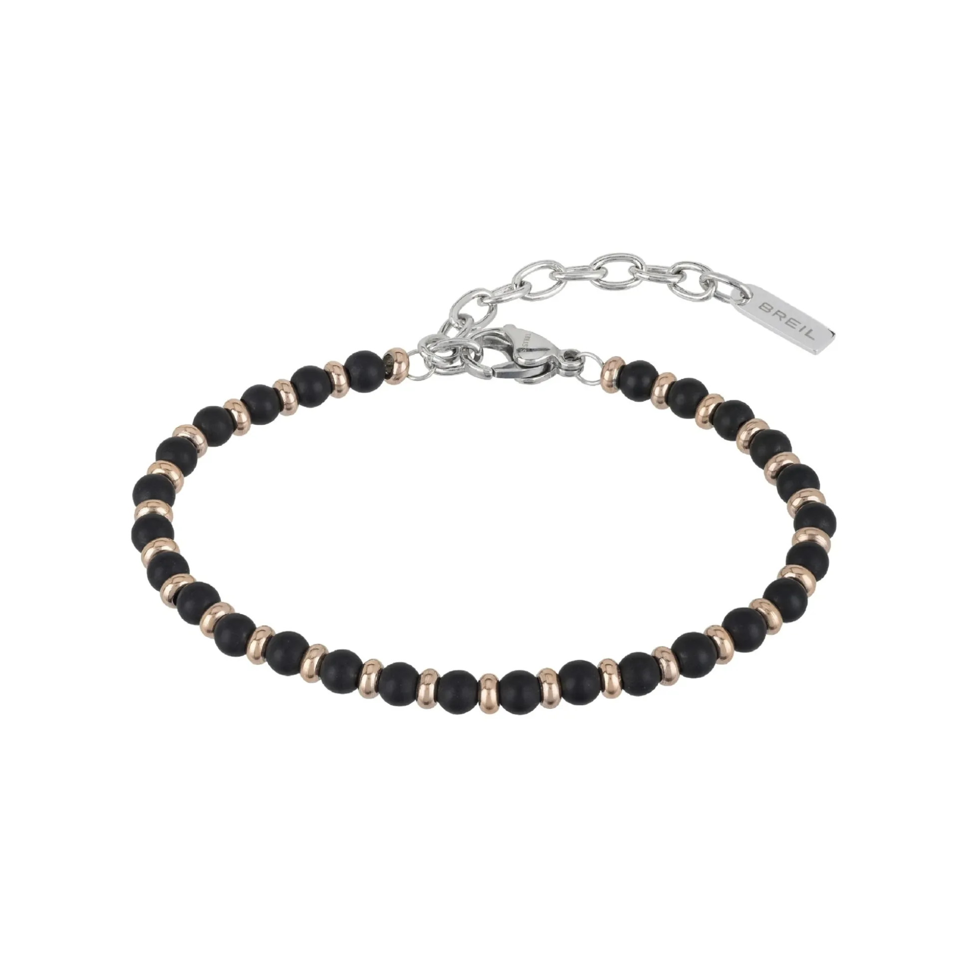 BLACK ONYX-STAINLESS STEEL AND BLACK ONIX BRACELET