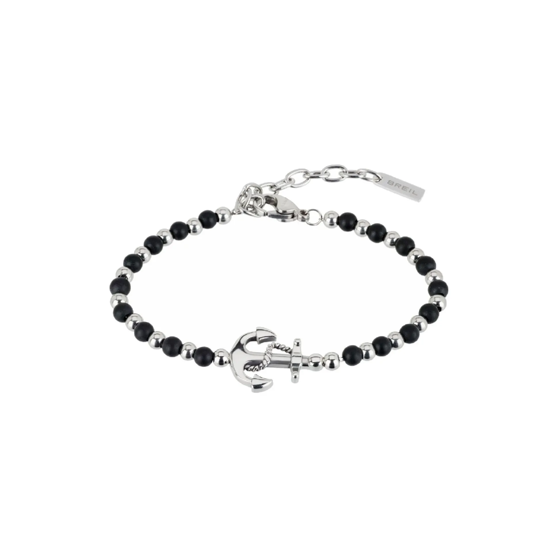BLACK ONYX-STAINLESS STEEL AND BLACK ONIX BRACELET
