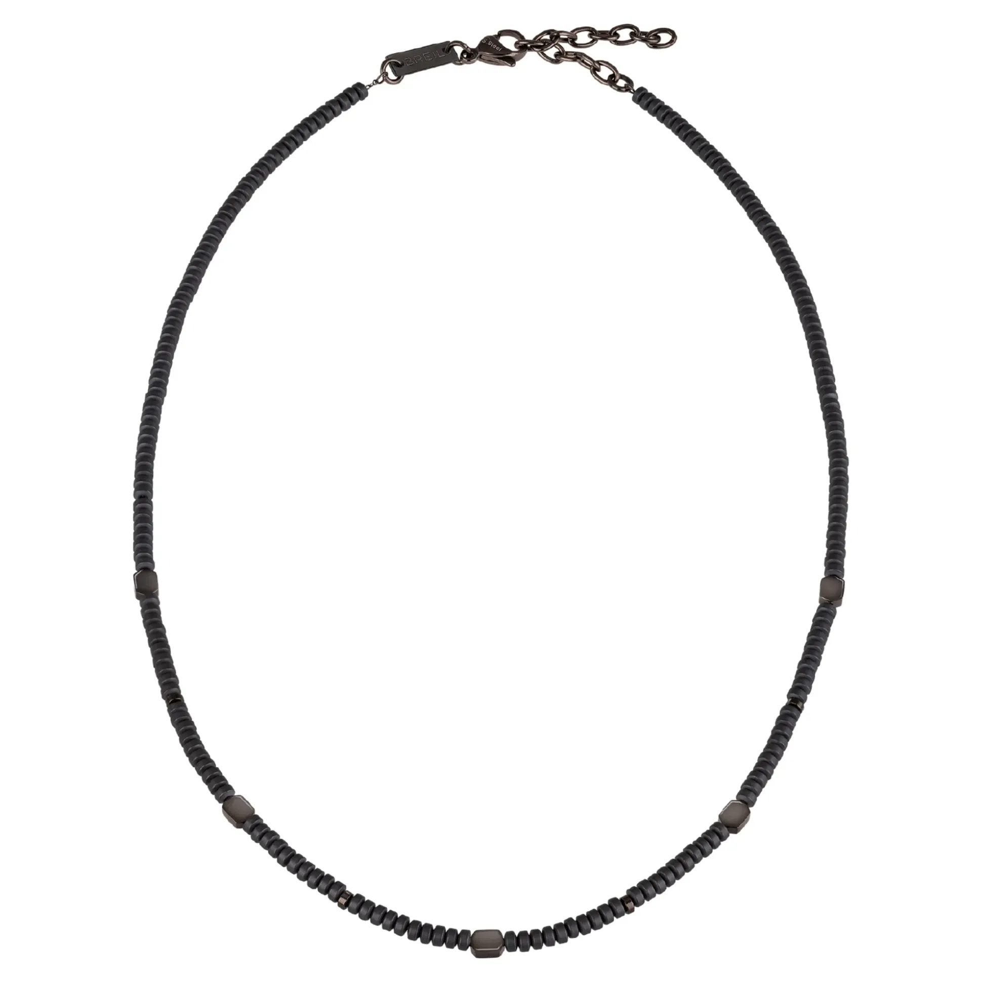 BLEND-NECKLACE IN HEMATITE AND IP GUN STEEL