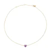 CANDY-GOLD-COLORED STEEL NECKLACE WITH AMETHYST