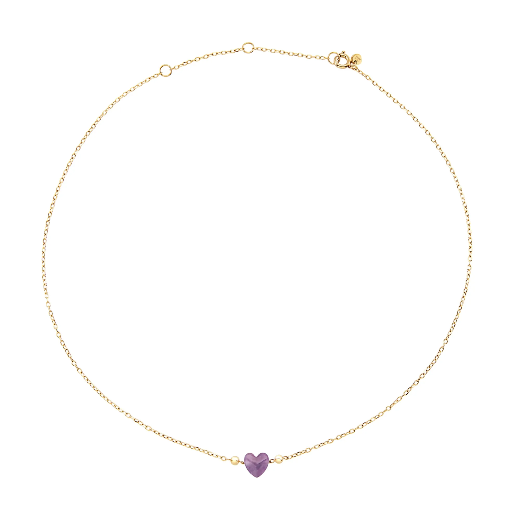 CANDY-GOLD-COLORED STEEL NECKLACE WITH AMETHYST