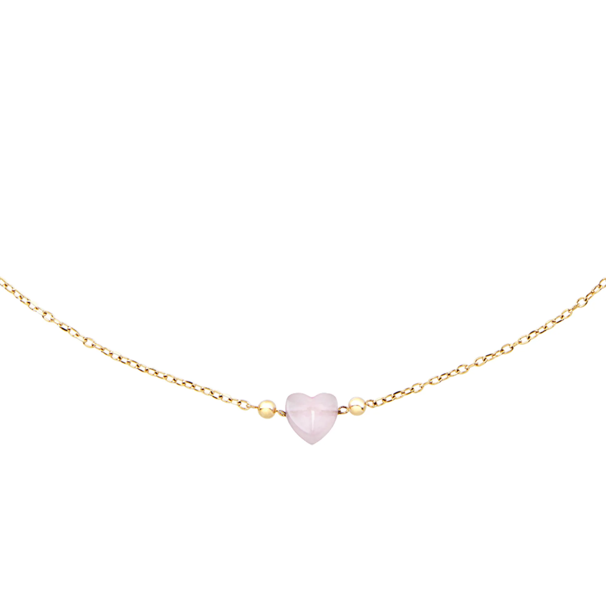 CANDY-GOLD-COLORED STEEL NECKLACE WITH JADE