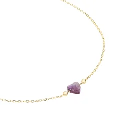 CANDY-GOLD-COLORED STEEL NECKLACE WITH AMETHYST