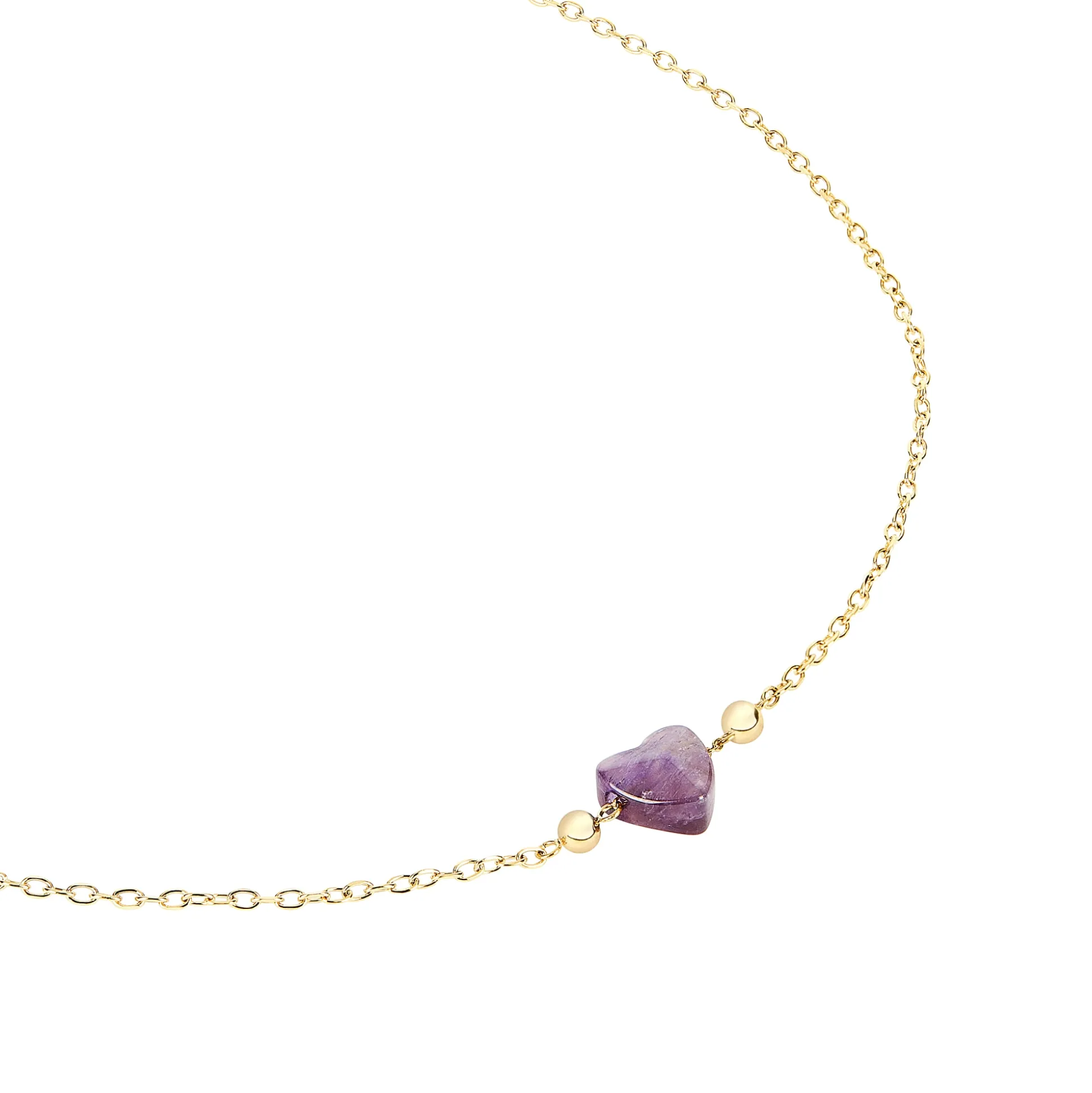 CANDY-GOLD-COLORED STEEL NECKLACE WITH AMETHYST