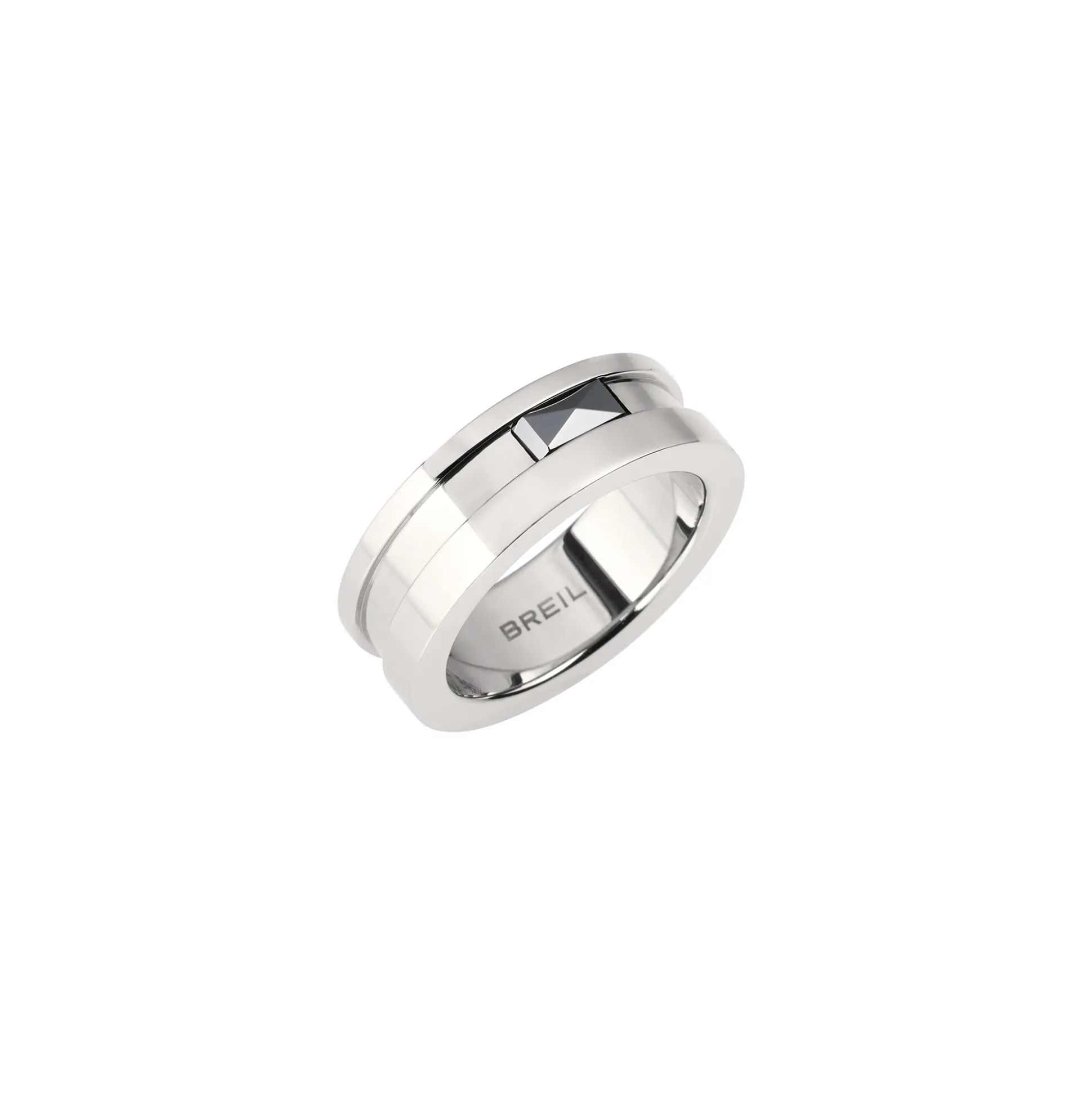 CERAMIC BRICK-POLISHED STEEL RING WITH CERAMIC