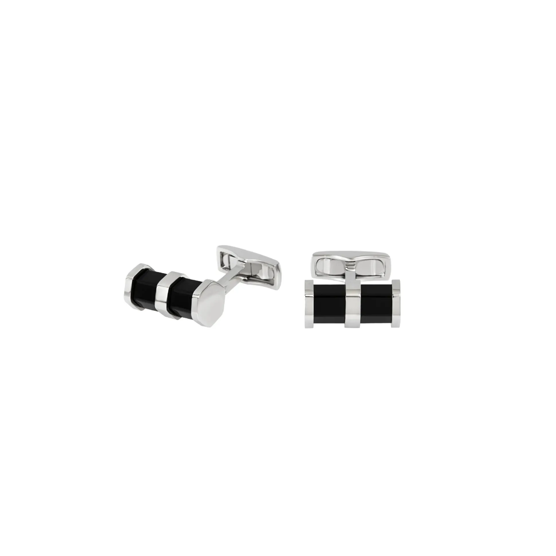 ELEMENTALIST-STEEL AND BLACK ONYX CUFFLINKS