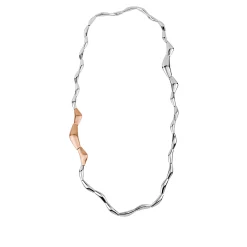 FLOWING-POLISH STAINLESS STEEL AND  IP ROSE GOLD ANODIZED ALUMINIUM MULTI-WEARABLE NECKLACE