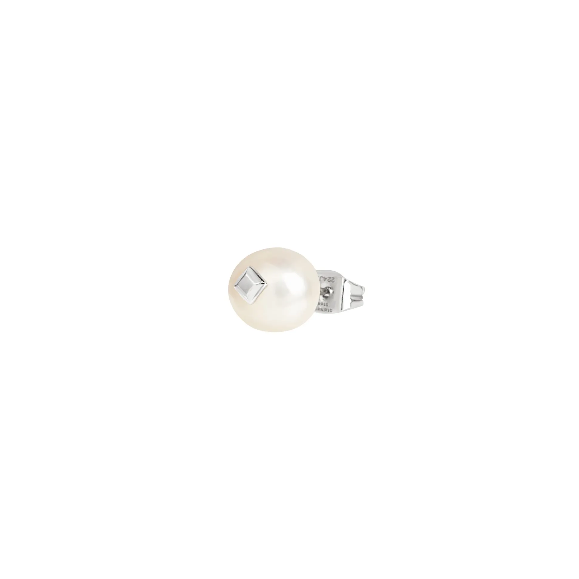 HAZARD-SINGLE EARRING WITH NATURAL PEARL AND STEEL STUD
