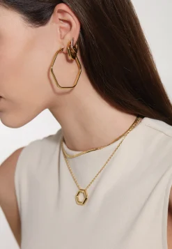 HEXAGONIA-GOLD COLORED STEEL EARRINGS