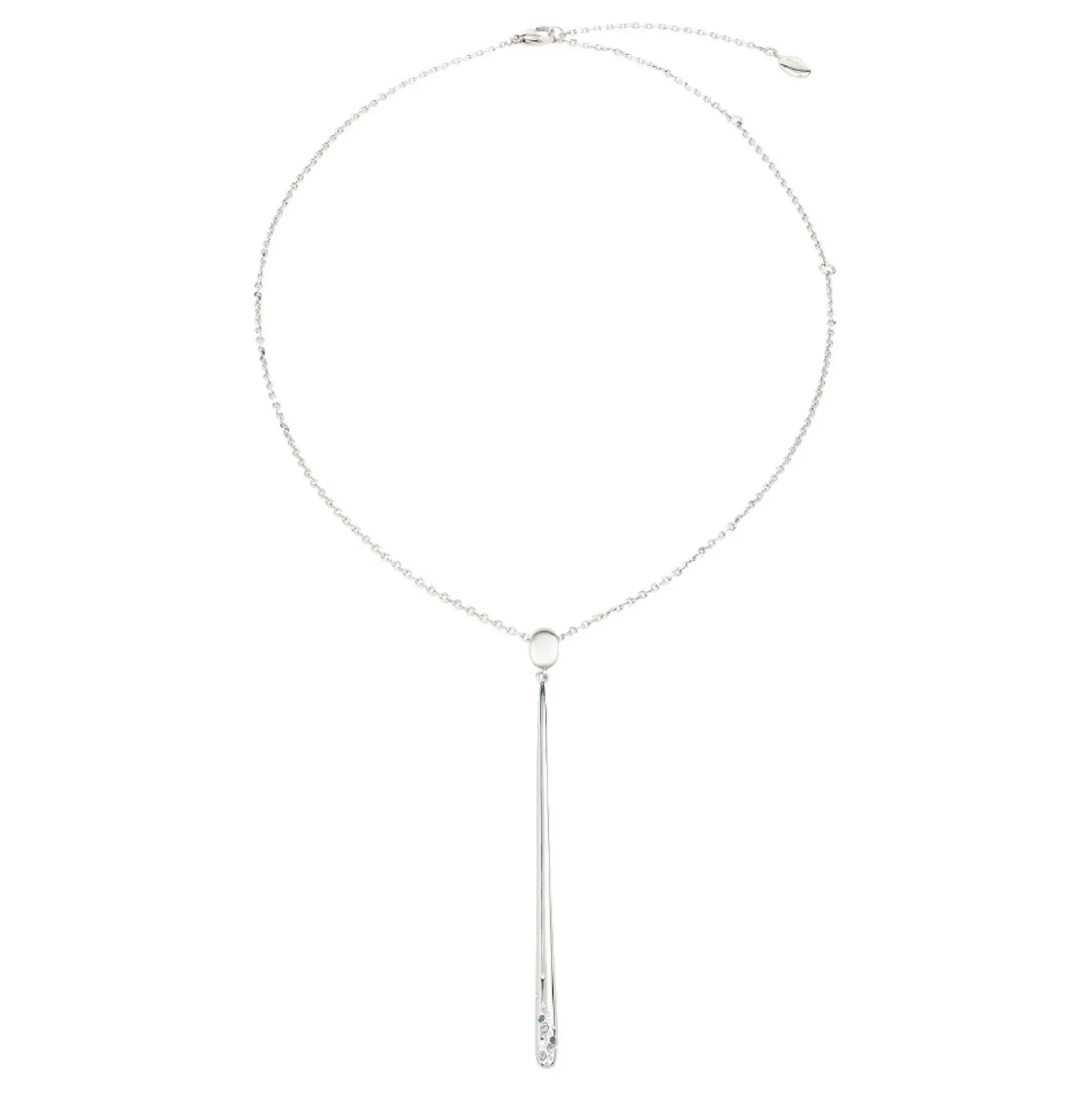 ILLUSION-POLISHED STAINLESS STEEL NECKLACE WITH DROP SHAPE PENDANT WITH CRYSTALS