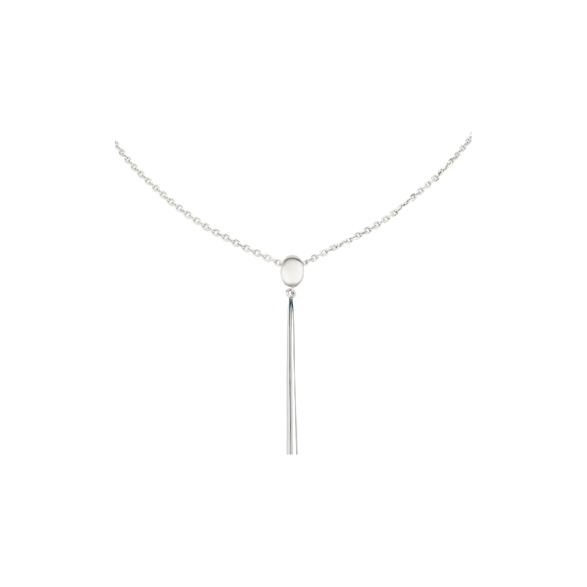 ILLUSION-POLISHED STAINLESS STEEL NECKLACE WITH DROP SHAPE PENDANT WITH CRYSTALS
