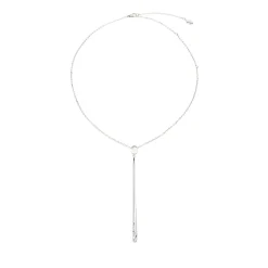 ILLUSION-POLISHED STAINLESS STEEL NECKLACE WITH DROP SHAPE PENDANT WITH CRYSTALS
