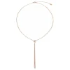 ILLUSION-SATIN IP ROSE STAINLESS STEEL NECKLACE WITH DROP SHAPE PENDANT AND CRYSTALS
