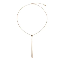ILLUSION-SATIN IP ROSE STAINLESS STEEL NECKLACE WITH DROP SHAPE PENDANT AND CRYSTALS