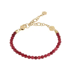 KALEIDO-IP GOLD STEEL BRACELET WITH RED AGATE