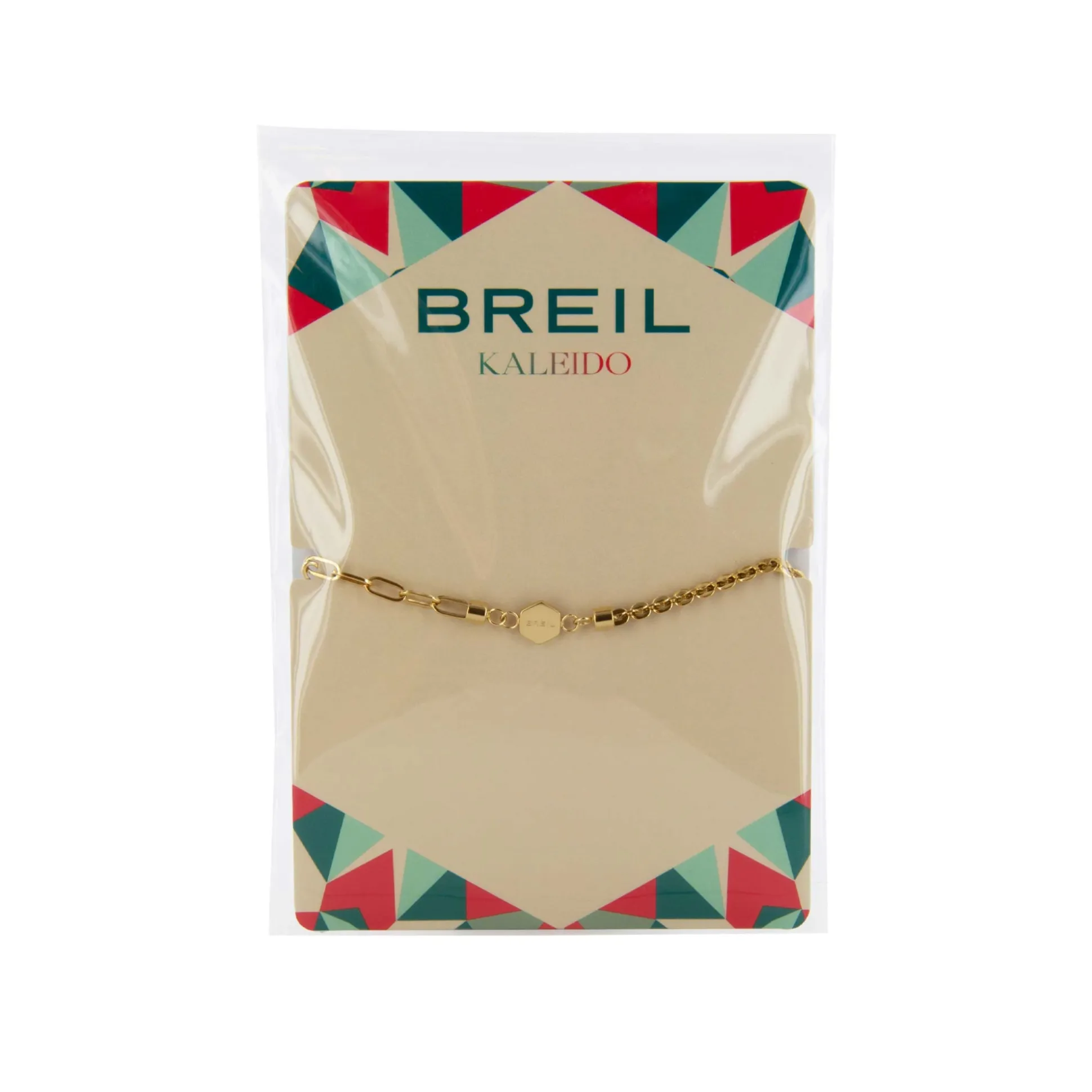 KALEIDO-IP GOLD STEEL BRACELET WITH RED AGATE