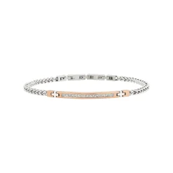 LIGHT ROW-BICOLOR STEEL BRACELET WITH CUBIC ZIRCONIA