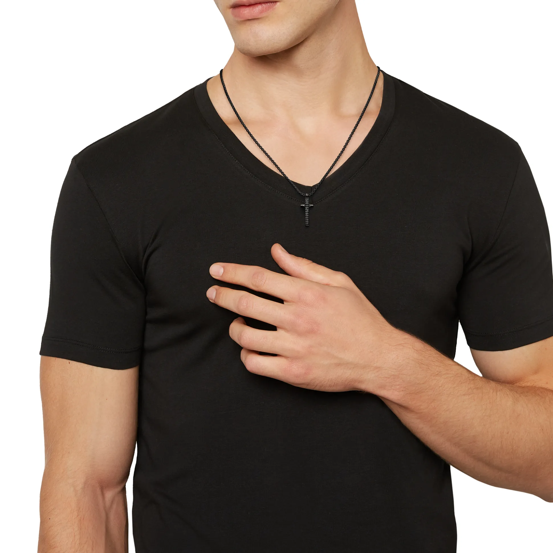 LIGHT ROW-IP BLACK STEEL NECKLACE