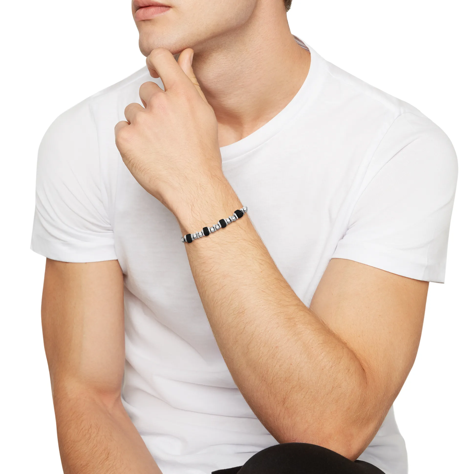 MIXOLOGY-STEEL AND GREEK CERAMIC BRACELET