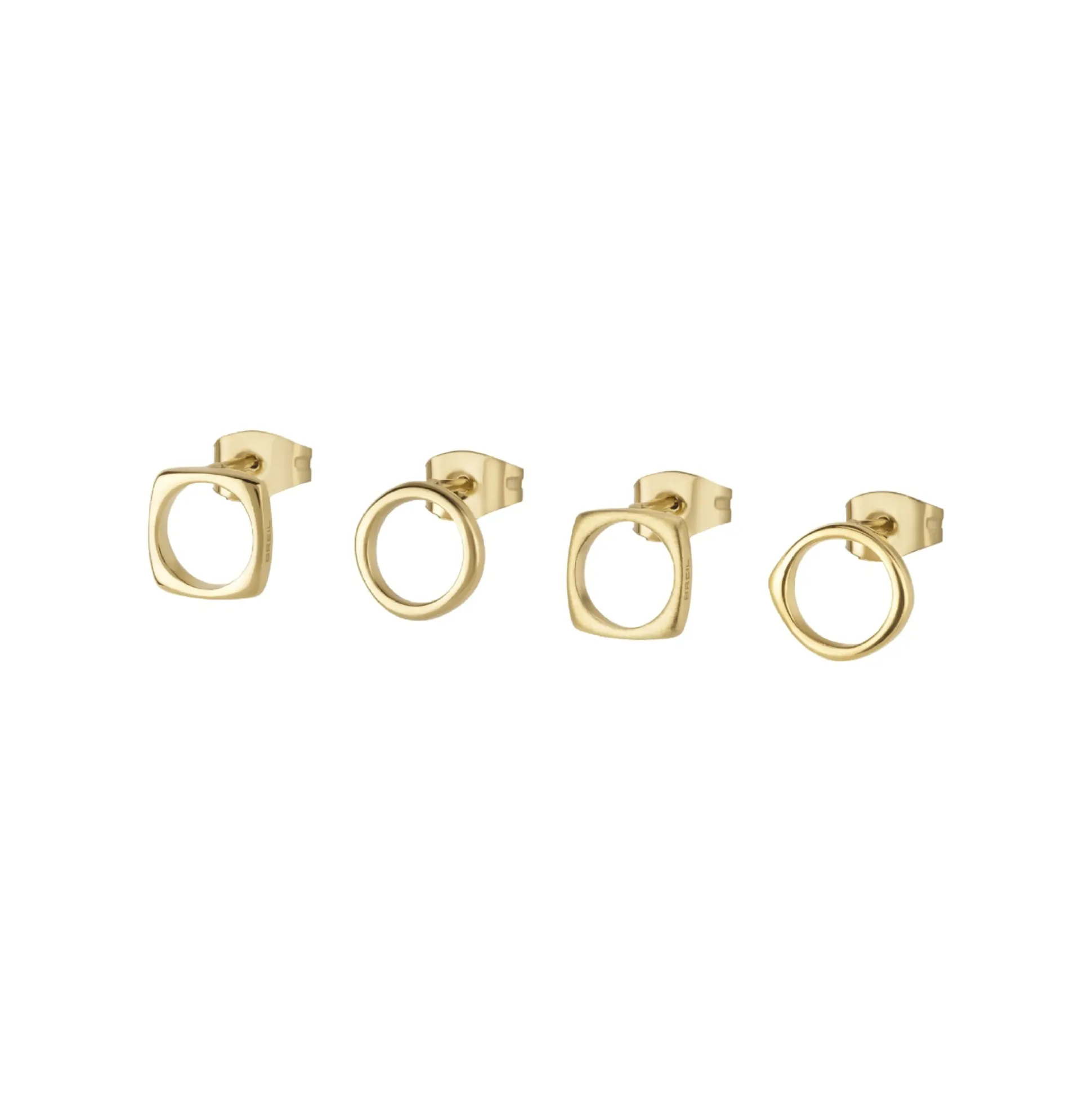 NEW TETRA-SET OF 4 BILUX IP GOLD STEEL EARRINGS