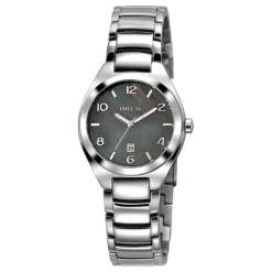 PRECIOUS-STAINLESS STEEL WATCH WITH GREY MOTHER-OF-PEARL DIAL