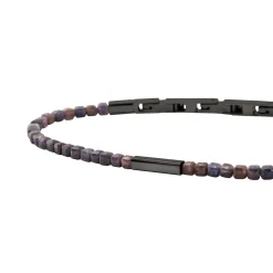 PRIAM-GUN COLORED STEEL AND SAPPHIRE ROOT BRACELET