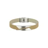 REBEL-POLISHED STEEL AND BEIGE LEATHER BRACELET