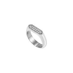 STYLIZE-STAINLESS STEEL RING WITH PAVÉ CRYSTALS