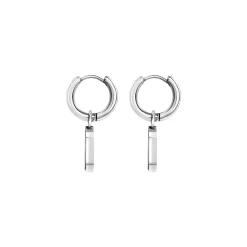STYLIZE-STEEL AND BLACK AGATE EARRINGS