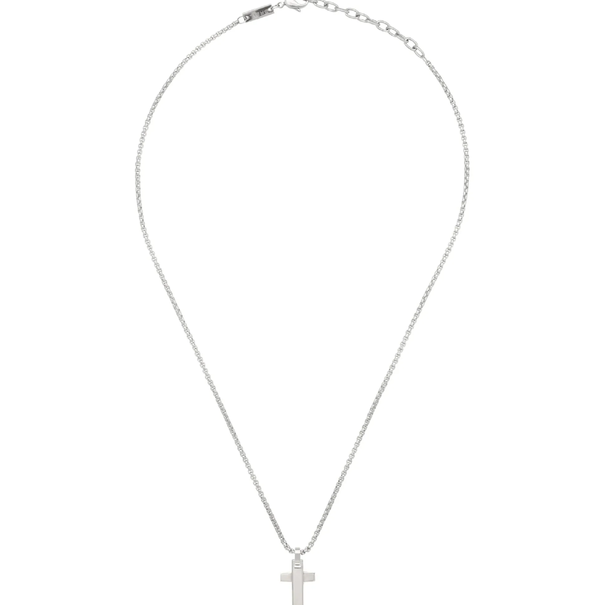 TAG AND CROSS-STAINLESS STEEL NECKLACE WITH PENDANT