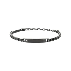 TAG AND CROSS-STAINLESS STEEL BRACELET WITH CUBIC ZIRCONIA